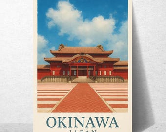 Okinawa Wall Art | Japan Cityscape Poster | Modern Travel Print | Shuri Castle Home Decor | Digital Download