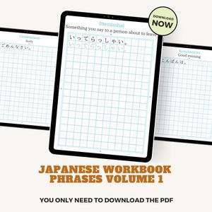 Japanese Phrase Workbook, Language Study Journal, Japanese Practice Guide, Educational Resource, Gift for Language Learners