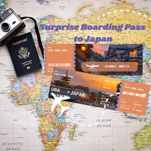 Surprise Ticket to Japan Volume 4- Going to JAPAN - Printable Ticket, Boarding Pass, Editable, Instant Download