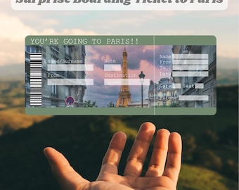 Surprise Paris Trip Ticket: Printable Boarding Pass (Instant Download)