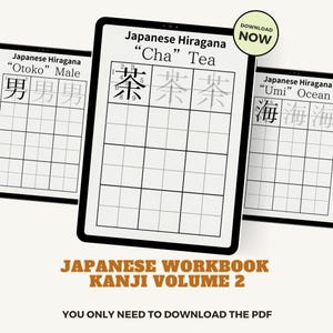 Japanese Kanji Practice Worksheet Volume 2: Language Learning (Printable PDF)
