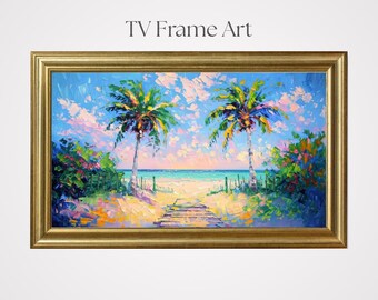 Summer Beach TV Frame Art: Seaside Living Room Decor (Digital Download)