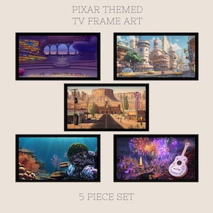 Pixar Inspired Landscape TV Art Set: Whimsical Home Decor (Digital Download)