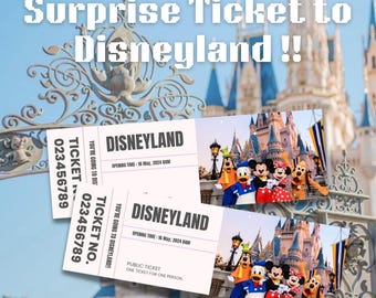 Surprise Disneyland Ticket - Editable Boarding Pass (PDF Download)