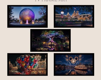 Disney Park TV Frame Art, Landscape 5 piece Set (Digital Download)