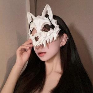 Máscara de media cara de calavera de hombre lobo, máscara de calavera de animal, unisex, accesorios de fiesta de carnaval, cosplay, mascarada de Halloween, regalo de Navidad, regalo de cumpleaños imagen 2