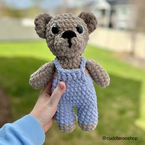 Crochet PATTERN bear with overalls, Amigurumi, PDF in English