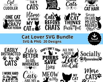 Funny Cat Quotes SVG Bundle, Cat Mom Cricut Silhouette Files (Digital Download)