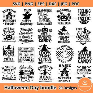 Halloween-Zitate-SVG-Bundle, gruselige Shirt-Designs (Digitaler Download)