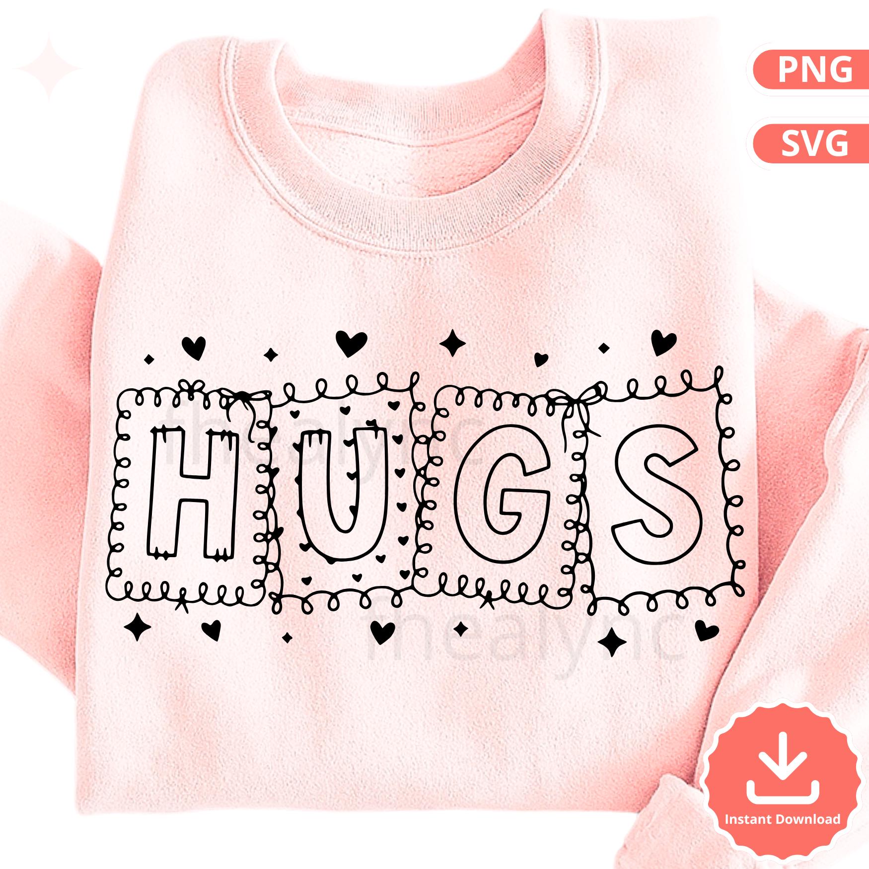 Hugs SVG PNG, Cute Hugs Design SVG for Cricut, Love Quote Cut File ...