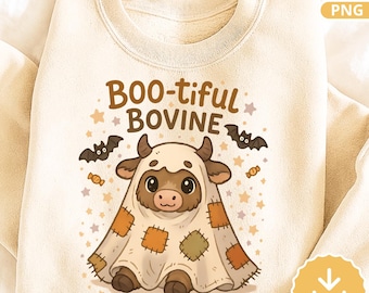 Cow Ghost Halloween PNG, Spooky Farm Animal Clipart (Digital Download)