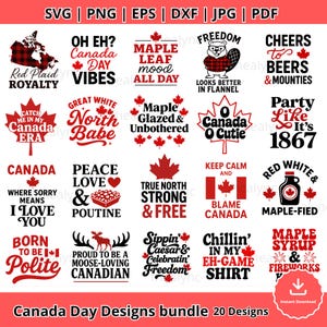 Kanada Tag SVG Bundle, lustige kanadische Zitate SVG, rot karierte Kanada Designs, rote Ahornblatt Png svg Dxf Eps Pdf Jpg Files, Kanada 2025