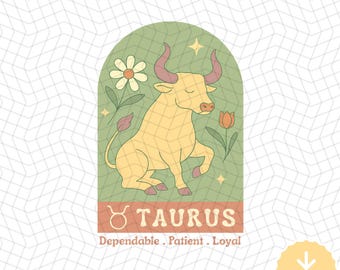 Taurus Zodiac PNG: Boho Bull Astrology Clipart (Digital Download)