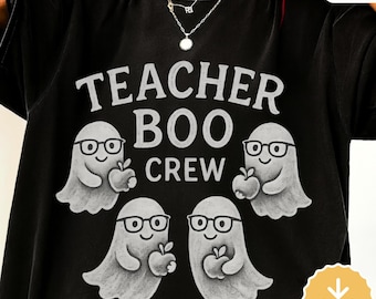 Teacher Boo Crew PNG, projekt sublimacji Halloween Ghost (pobieranie cyfrowe)