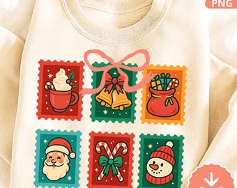 Christmas Stamps PNG, Retro Holiday Clipart (Digital Download)