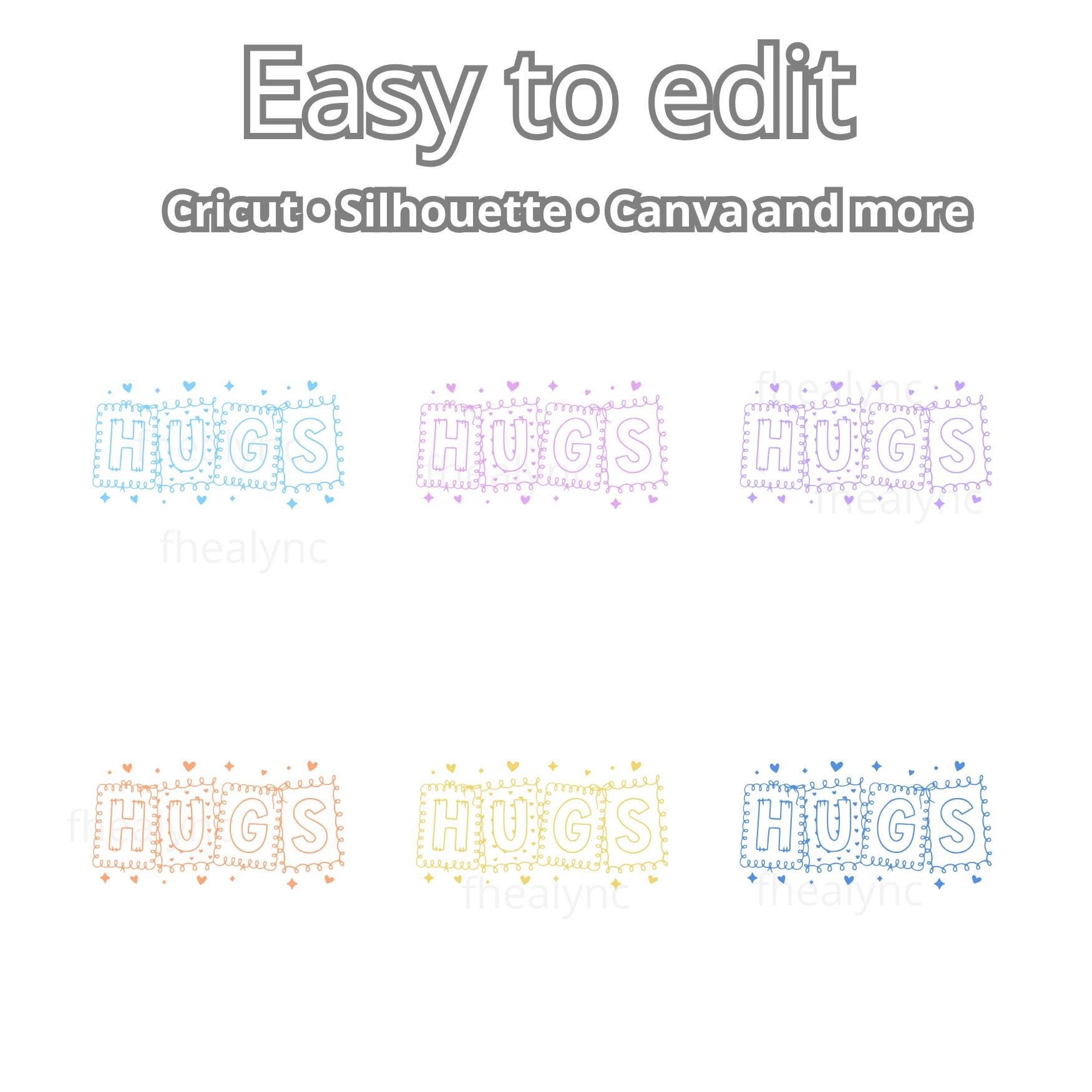 Hugs SVG PNG, Cute Hugs Design SVG for Cricut, Love Quote Cut File ...