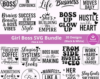 Girl Boss SVG Bundle SVG PNG, Boss Babe Quotes Svg, Women Empowerment Png, Motivational Woman Svg files, Small Business Owners Svg, Clipart