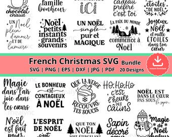 Joyeux Noël SVG Bundle: 20 French Christmas Quote Designs (Digital Download)