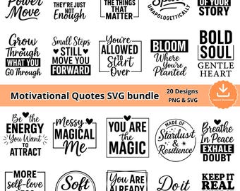 Motivational Quote SVG Bundle: Self-Love PNG Designs (Digital Download)