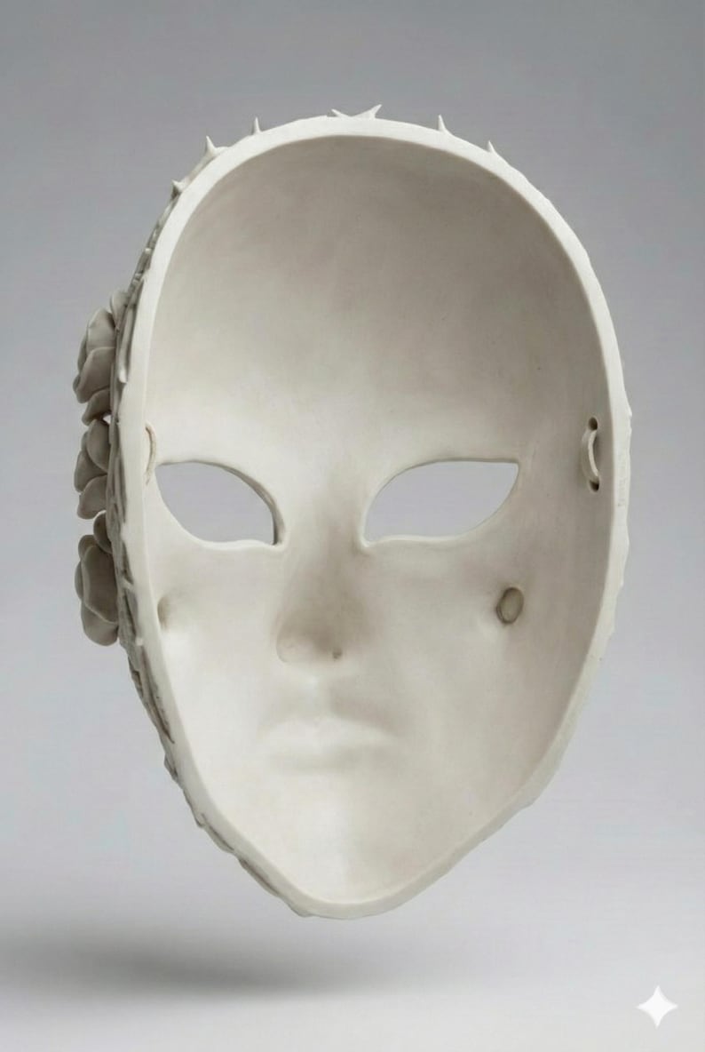 Maschera di rosa spinata, scultura botanica dettagliata per decorazioni cosplay, file STL 3D immagine 4
