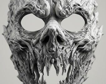 Terrifying Ancient Demon Skull Mask High Detail Model Horror STL 3D Print