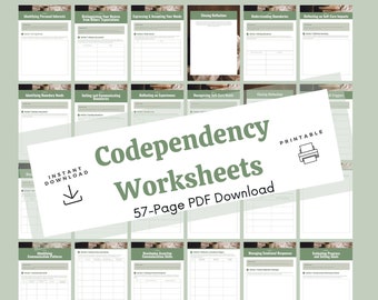 Codependency Worksheet Recovery Workbook Self Help Printable Therapy Homework Eldest Daughter Mental Health Journal Boundary Setting Tool
