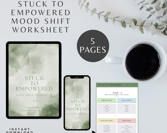 Stuck to Empowered Workbook Stimmungswechsel Arbeitsbuch Persönliches Wachstum 4 Schritte zum Stimmungswechsel Bewusstheits-Reset-Arbeitsblatt Selbstfürsorge
