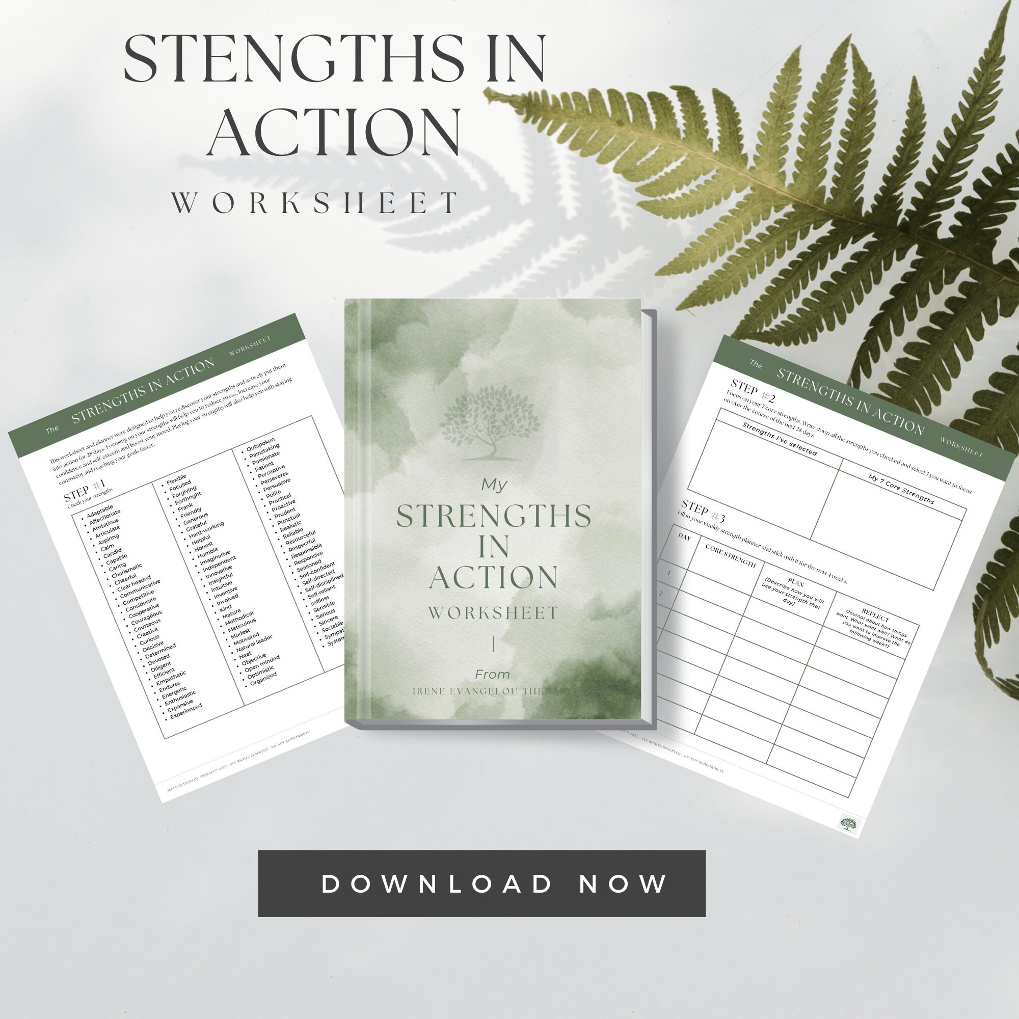 Strengths in Action Worksheet Therapy Tools Strength Based Printables ...