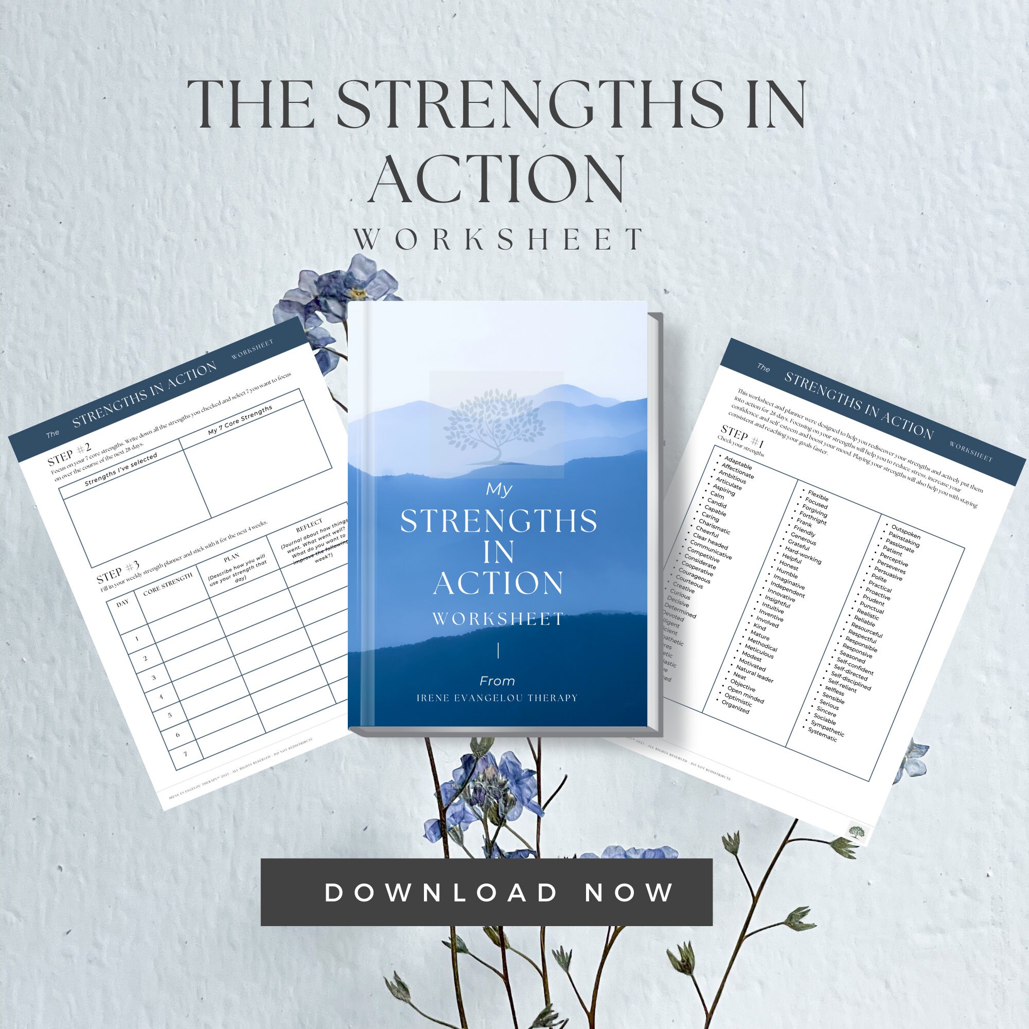 Strengths in Action Worksheet Therapy Tools Strength Based Printables ...