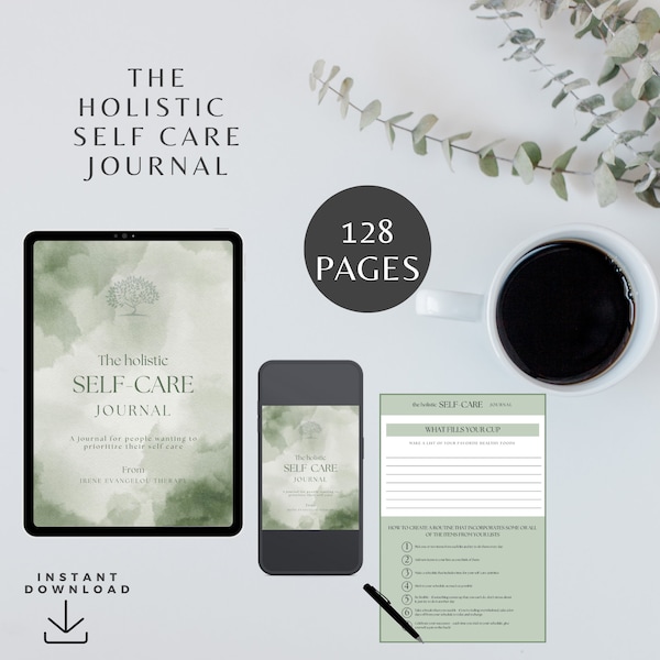 The Holistic Self Care Journal - mindfulness- self improvement - mental health- wellness - holistic approach - 30-day Self-Care Journal