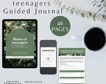 Teenager Mom Journal Printable Therapy Tools Mindfulness Activity Digital Mental Health Resource Selfhelp Parenting Guided Workbook Inner
