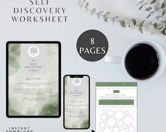 Self discovery workbook journal printable Get To Know Yourself Workbook Self Improvement Self discovery worksheet with prompts.