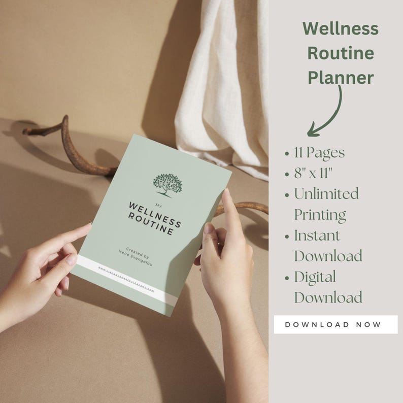 Wellness Routine Planner Daily Selfcare Tracker Mental Health Journal Printable Habit Organizer Anxiety Relief Tool Emotional Support Guide Stress Management Planner Negative Thoughts Tracker Mindfulness Wellness Journal Personal Growth