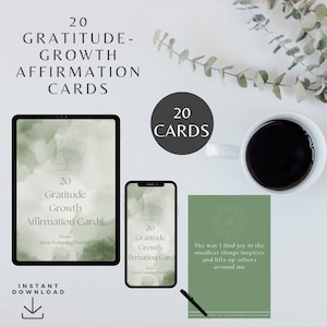20 Gratitude Growth Affirmation Cards to boost your confidence and selfesteem BONUS Gift &quot;I am Statements&quot; worksheet.