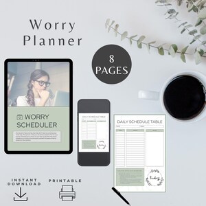 Anxiety Planner Printable Worry Scheduler Mental Health Workbook Therapy Worksheet Collection Coping Skills Resource Stress Management Toolkit Daily Anxiety Tracking Mental Wellness Organization Worry Time Allocation Instant Download