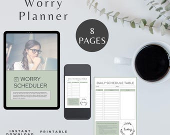 Anxiety Planner Printable Worry Scheduler Mental Health Workbook Therapy Tools Relationship Stress Management Worksheet Eldest Daughter Gift