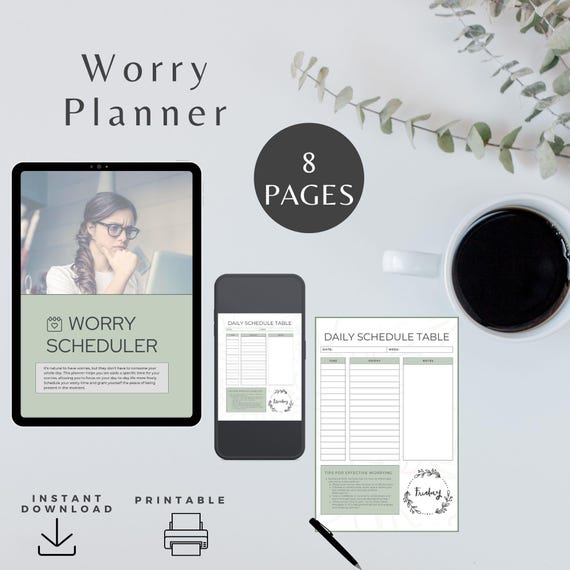 Anxiety Planner Printable Worry Scheduler Mental Health Workbook Therapy Tools Relationship Stress Management Worksheet Eldest Daughter Gift