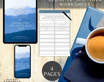 Negative Self-Talk Worksheet: CBT Therapy Tools (Digital Download)