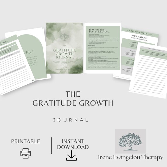 Gratitude Growth Journal: Self-Care & Growth Mindset Worksheets (Digital Download)