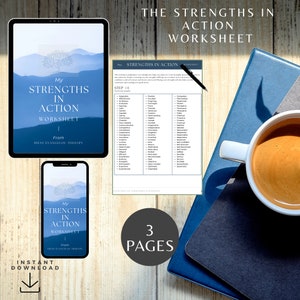 Strengths in action worksheet therapy tools Strength based printables Strength Identification Solution Focused SelfHelp Self esteem