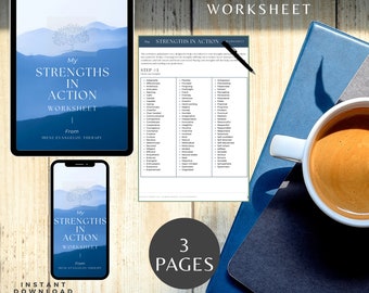 Strengths in action worksheet therapy tools Strength based printables Strength Identification Solution Focused SelfHelp Self esteem