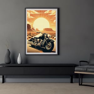 Arte de pared de motocicleta vintage: regalo para motociclista, decoración de motocicleta para el hogar, póster de bicicleta clásica, 3 estilos, PDF, JPG, gráficos de motocicleta