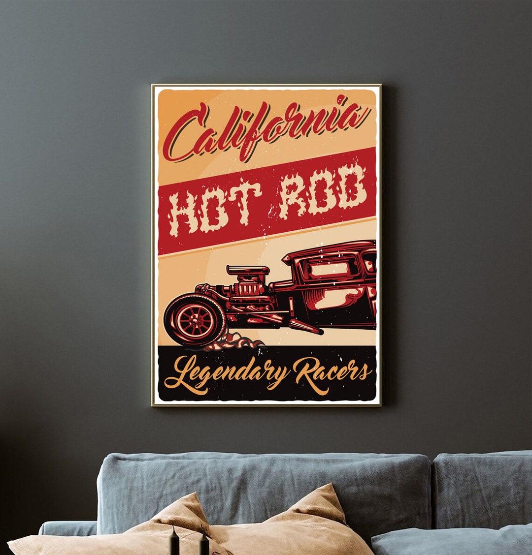 Legendary Racers Hotrod Legendary Racers Pop Art Vintage Retro Design Signage Minimal ...