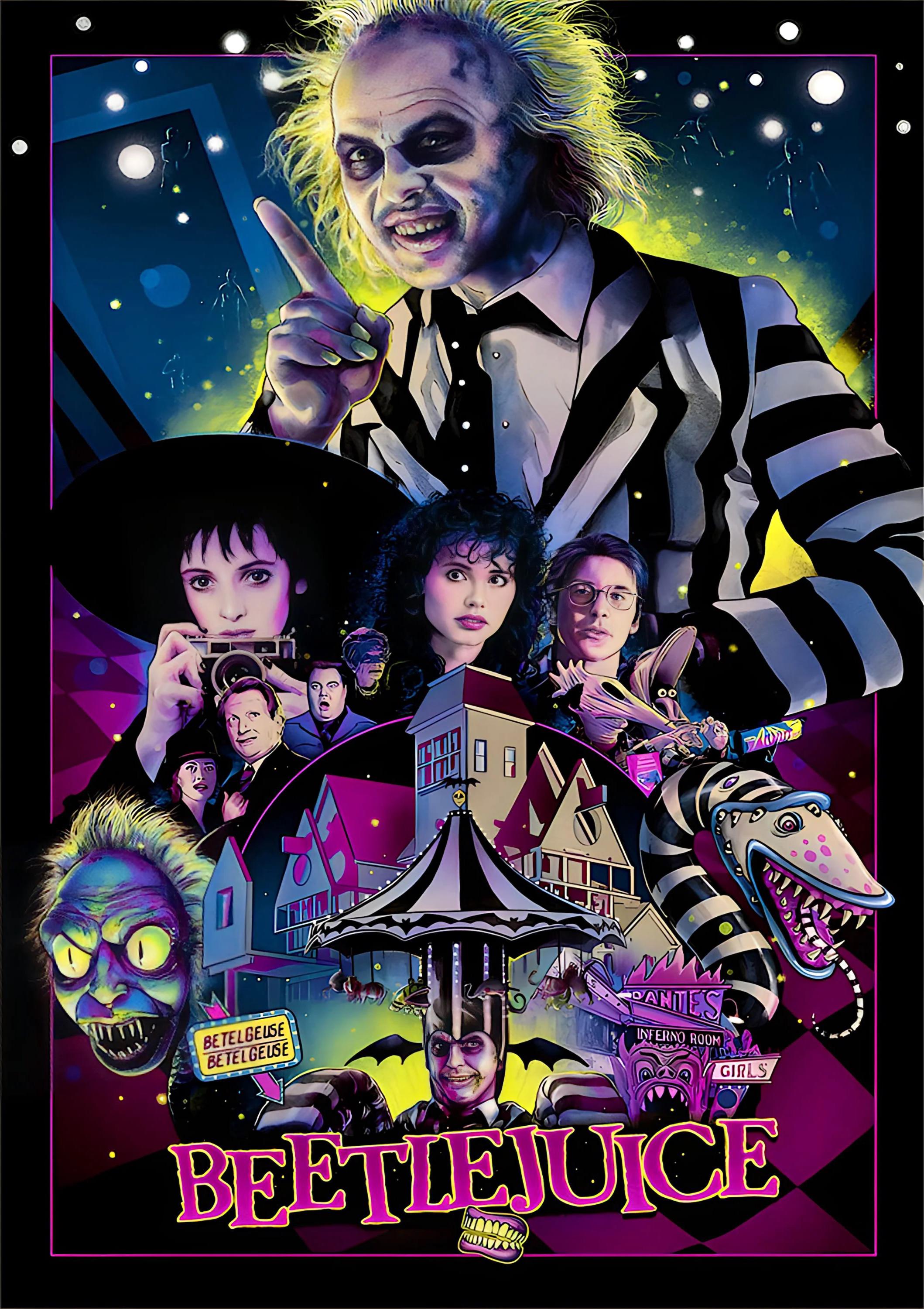 Beetlejuice 1988 Artwork Movie Poster Canvas Matte Silk A1 A2 A3 A4 A5 ...