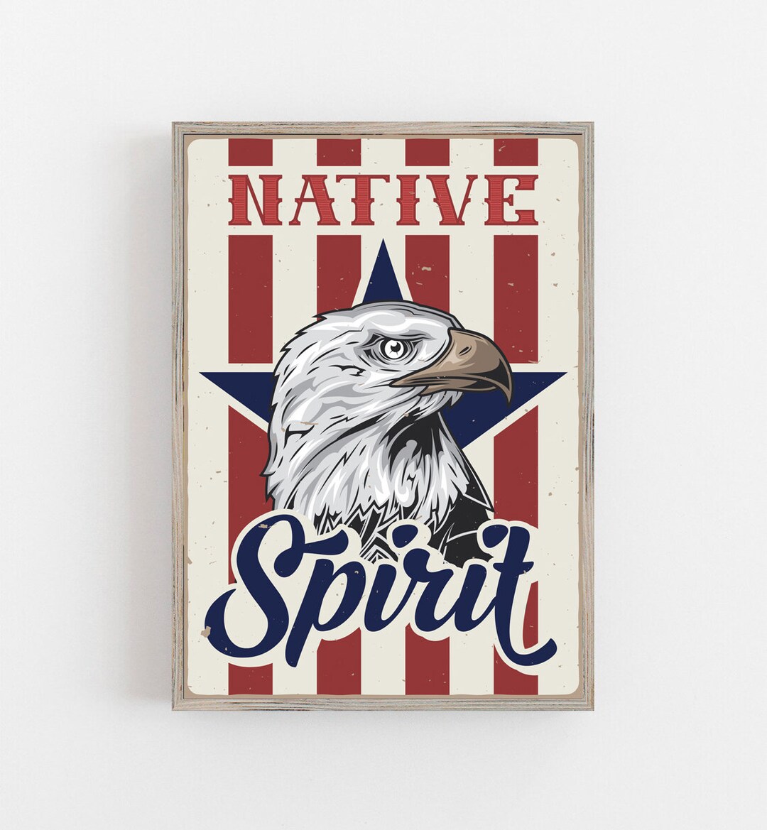 Native Spirit Eagle Pop Art Vintage Retro Design Signage Minimal Poster ...
