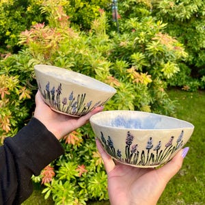 Large Wonky Handmade Lavender Ceramic Bowls / Handmade Ceramic Bowl