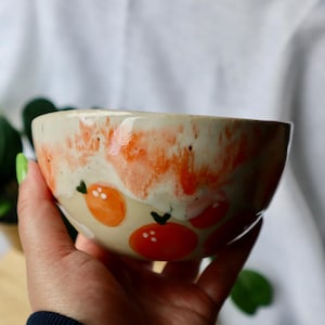 Small Wonky Handmade Ceramic Bowl with Oranges / Handmade Bowl / Fruit Bowl