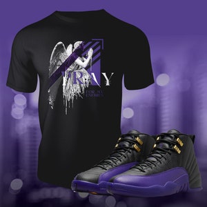 Retro 12 Field Purple Bid voor mijn vijanden Sneaker Match Tee t-shirt om zomer Streetwear Shoe Match Unisex Jersey Short Sleeve Tee te matchen