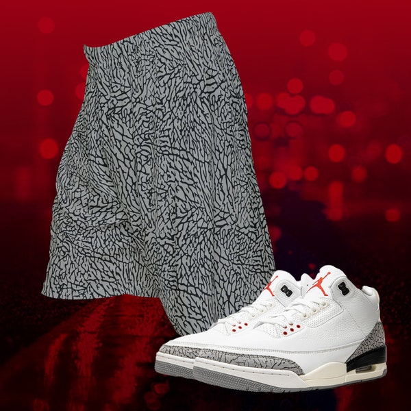 Elephant Print Retro 1 OG Bred Cement 3's Mens Sports Shorts (AOP)