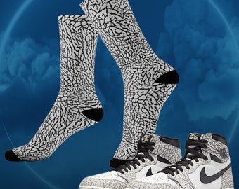 Elephant Cement 3s Print Sublimation Socks Sneaker Shoe Match 3&#39;s
